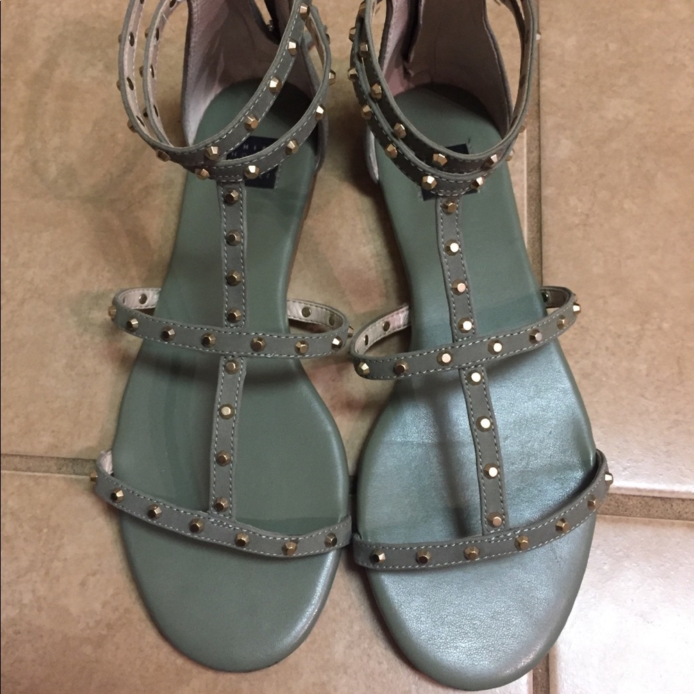 White House Black market green studded sandals 7
